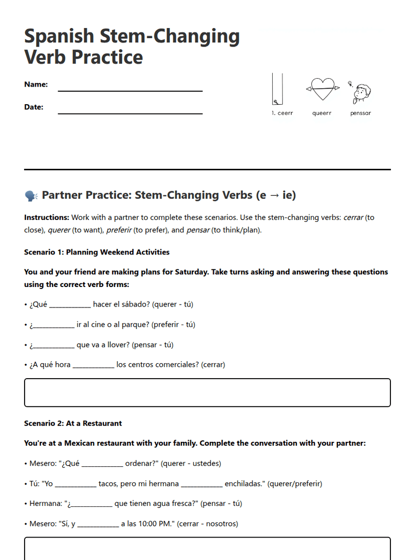 Spanish Stem-Changing Verb Practice