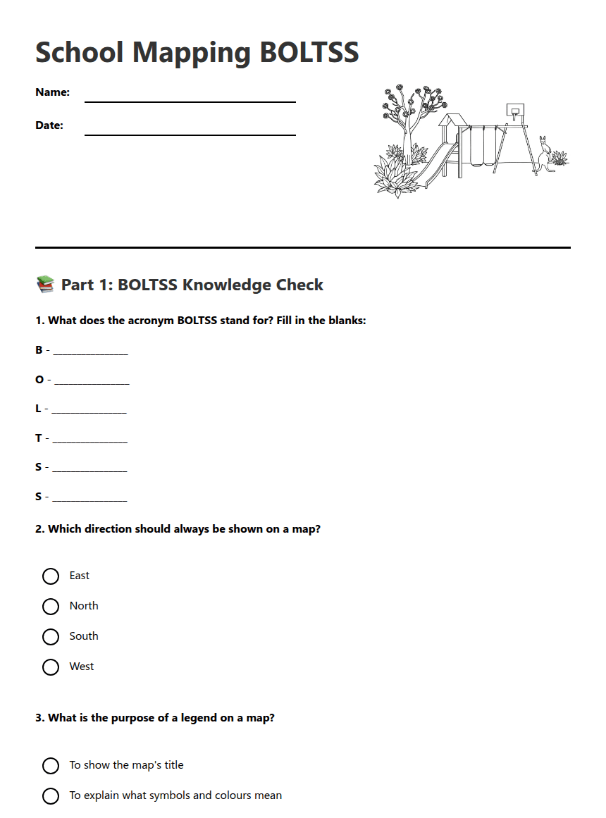 School Mapping BOLTSS worksheet preview