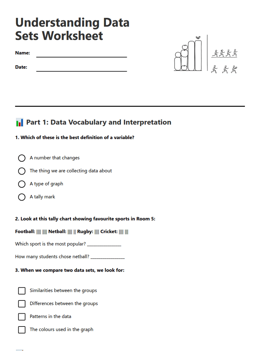 Understanding Data Sets Worksheet