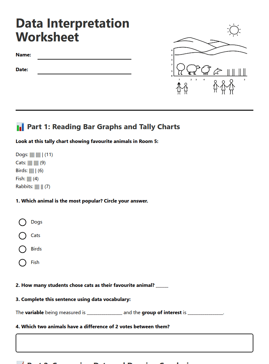 Data Interpretation Worksheet worksheet preview