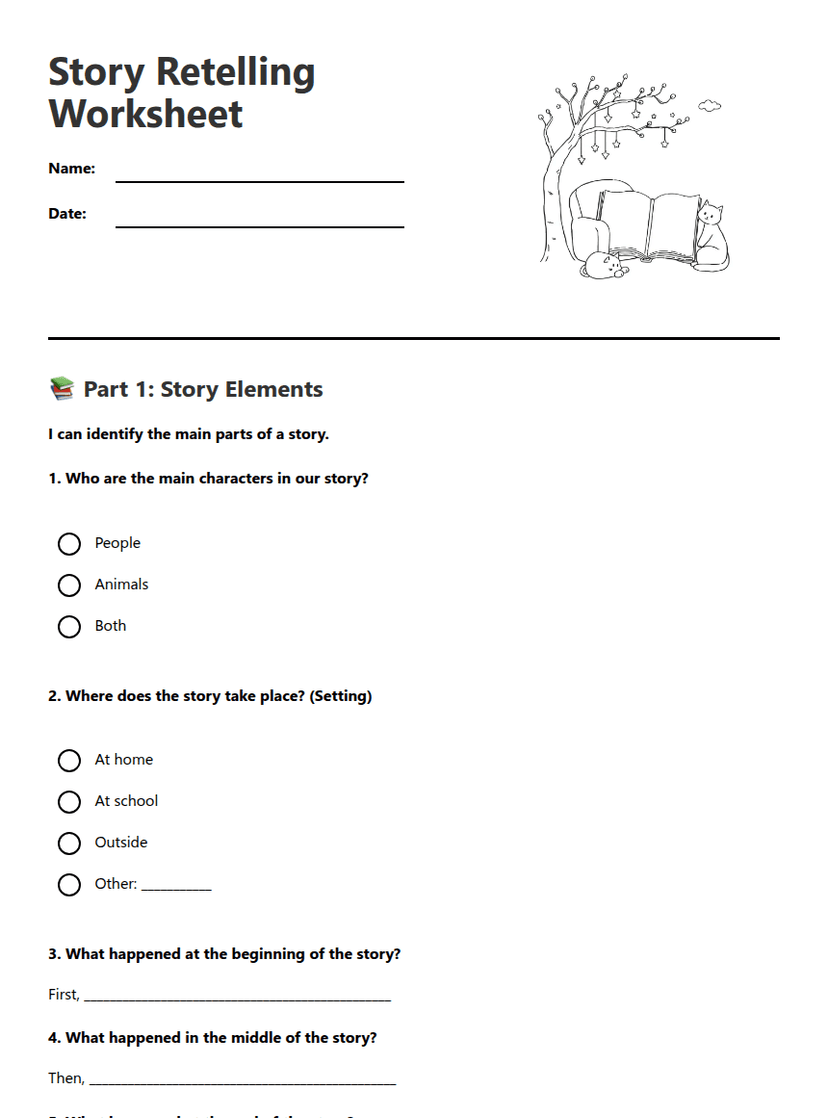 Story Retelling Worksheet