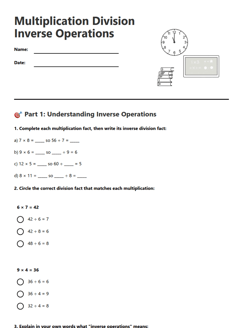 Multiplication Division Inverse Operations