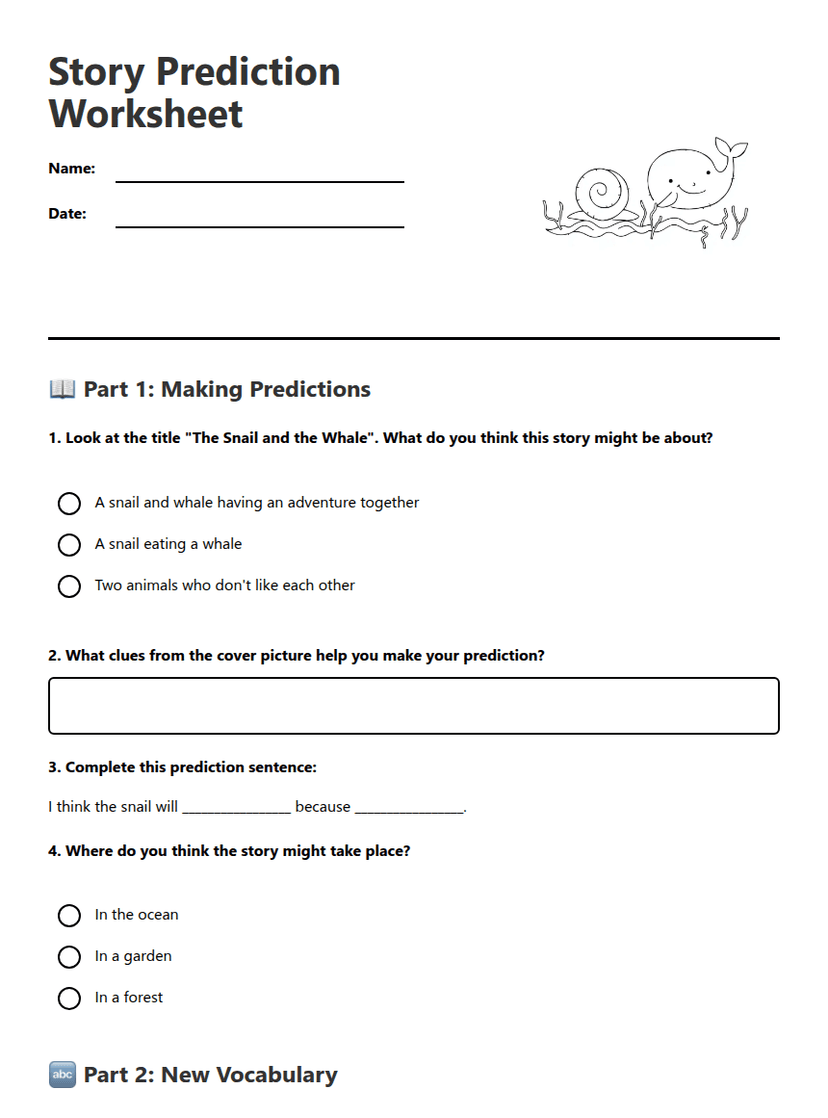 Story Prediction Worksheet