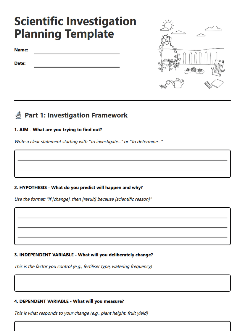 Scientific Investigation Planning Template