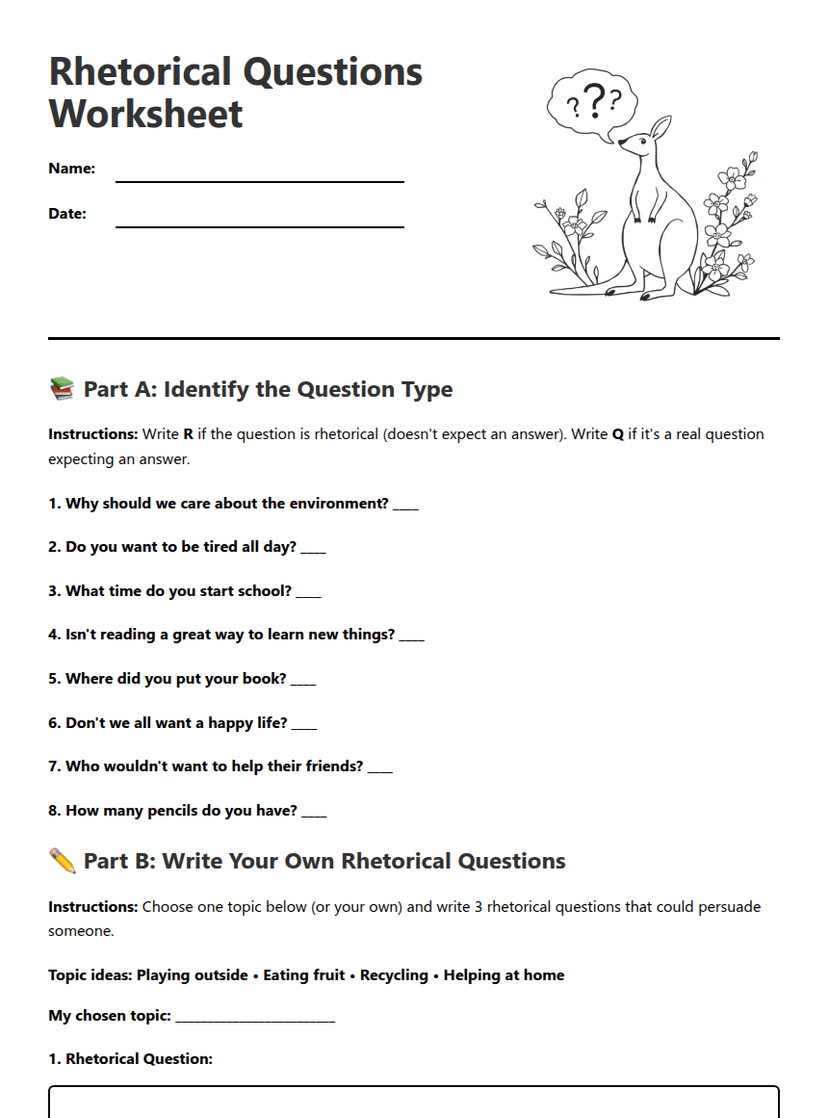 Rhetorical Questions Worksheet