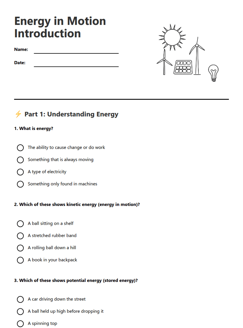 Energy in Motion Introduction