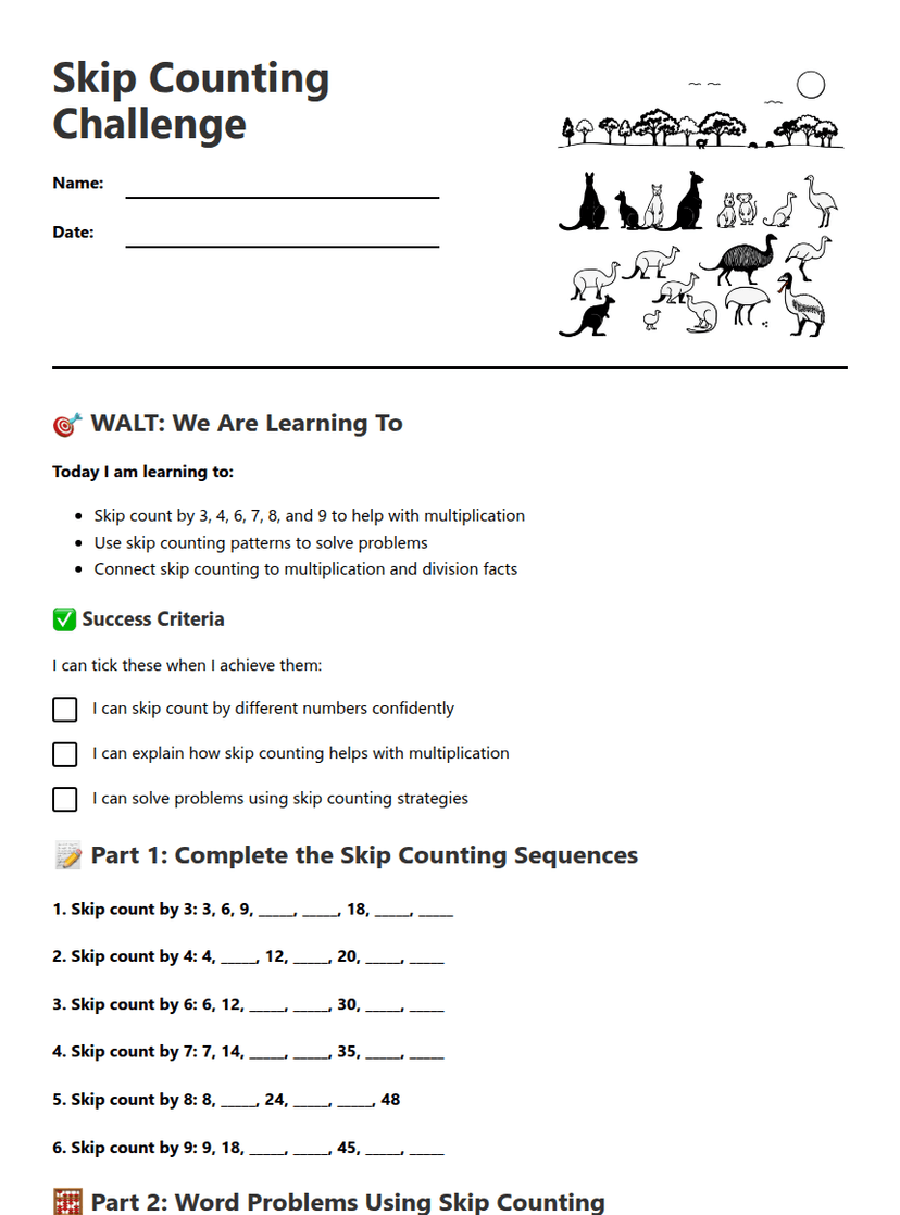 Skip Counting Challenge