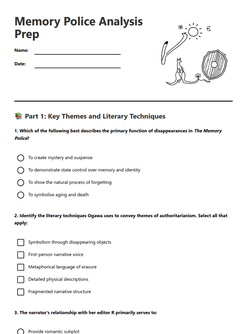 Memory Police Analysis Prep