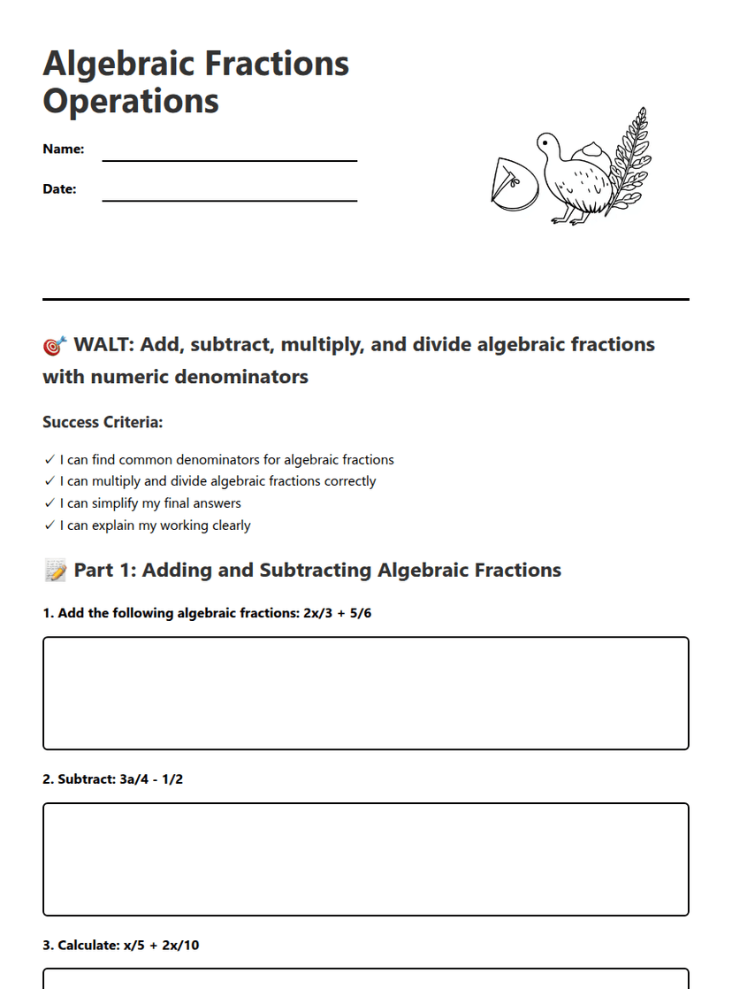 Algebraic Fractions Operations