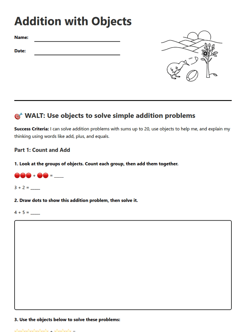 Addition with Objects