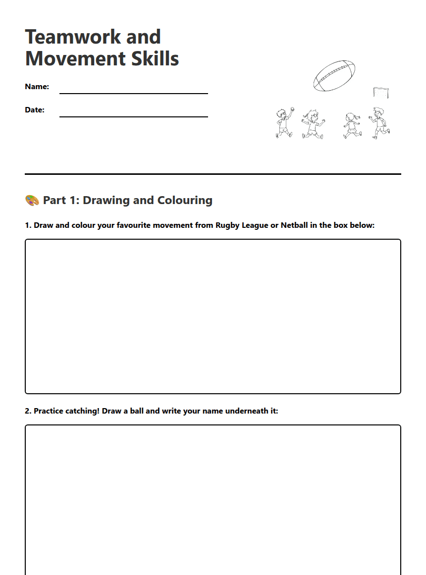 Teamwork and Movement Skills worksheet preview