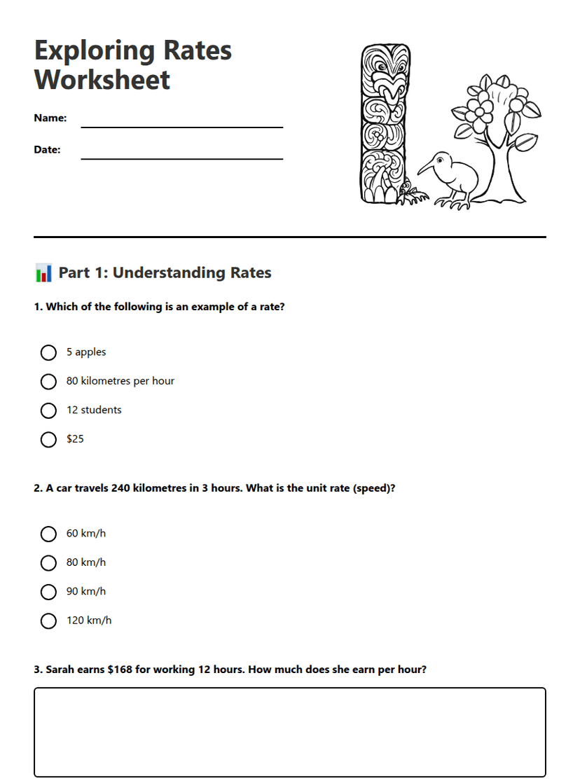 Exploring Rates Worksheet