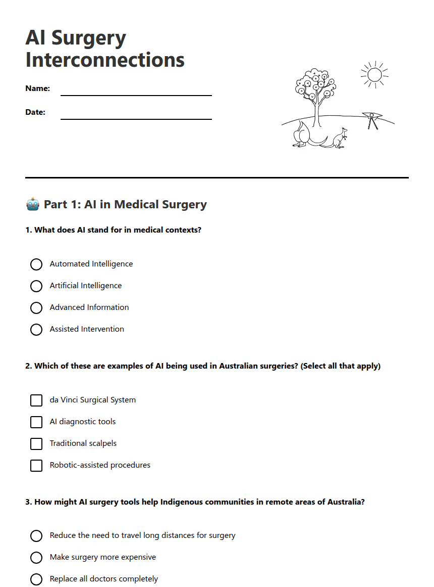 AI Surgery Interconnections worksheet preview
