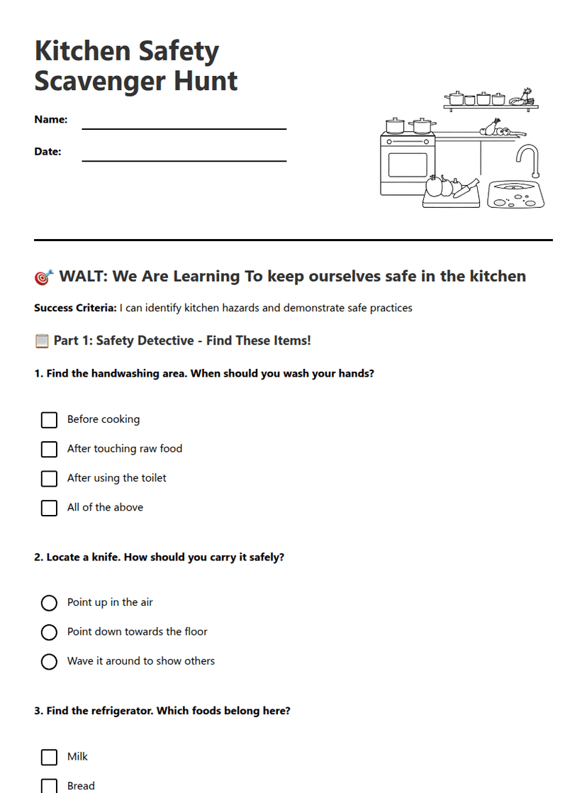 Kitchen Safety Scavenger Hunt