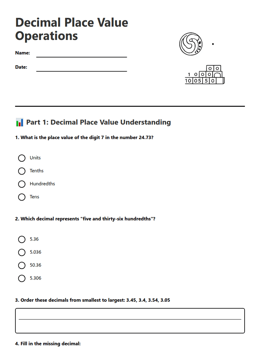 Decimal Place Value Operations