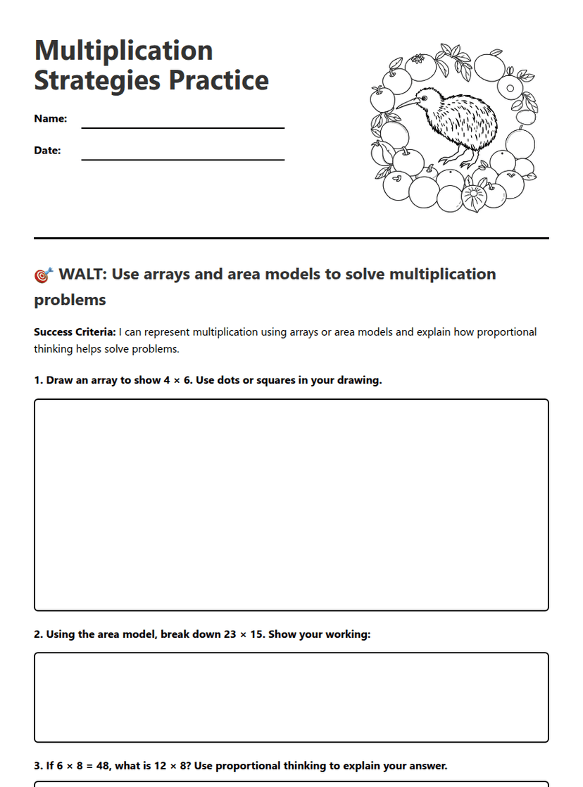 Multiplication Strategies Practice
