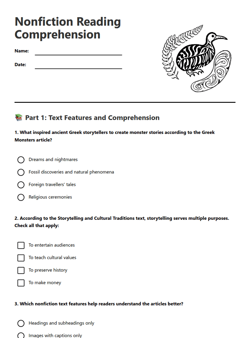 Nonfiction Reading Comprehension