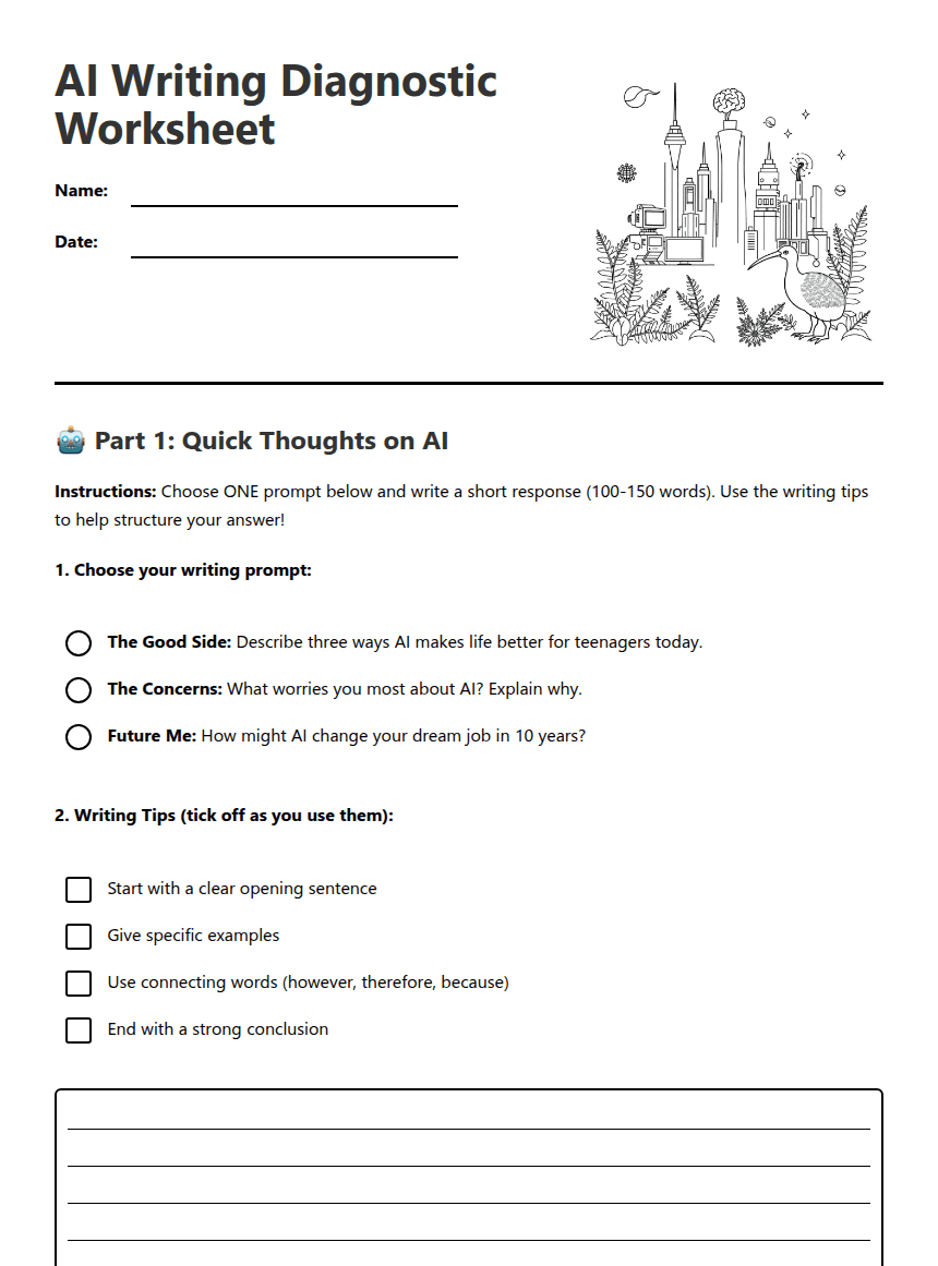 AI Writing Diagnostic Worksheet worksheet preview