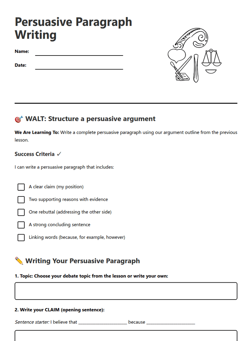Persuasive Paragraph Writing