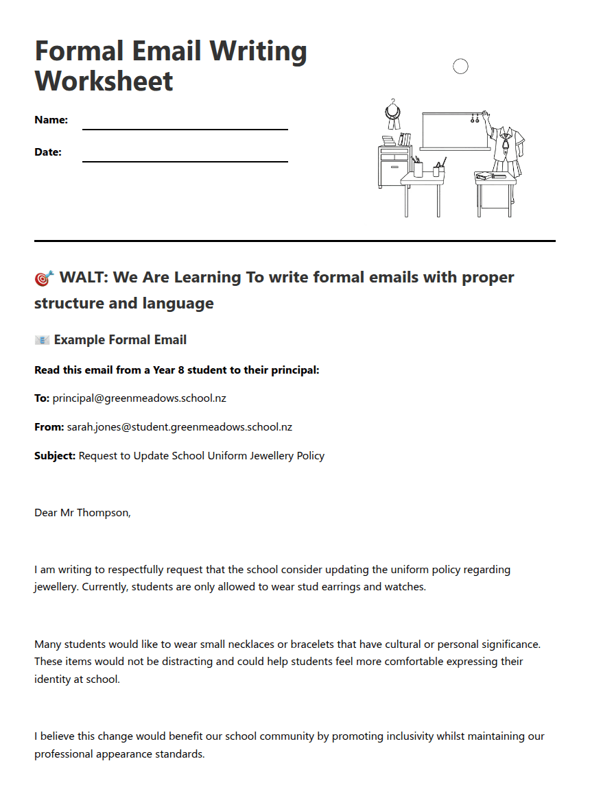 Formal Email Writing Worksheet worksheet preview