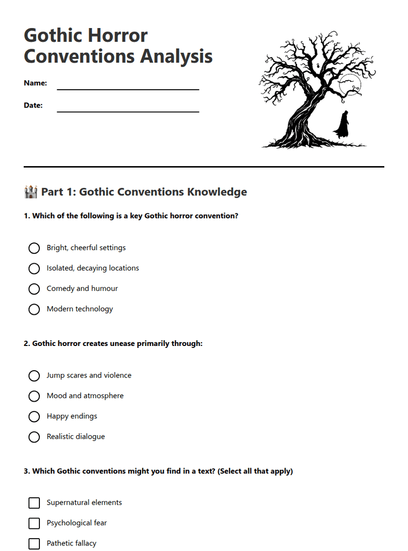 Gothic Horror Conventions Analysis