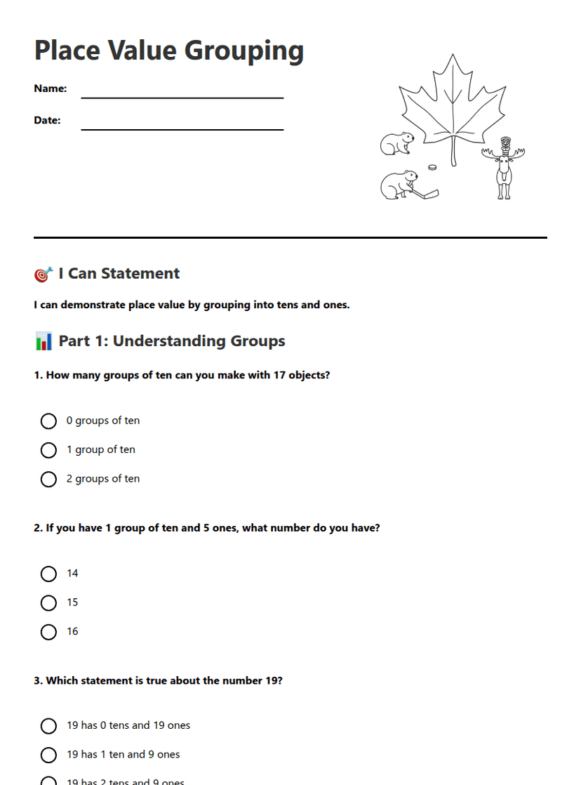Place Value Grouping