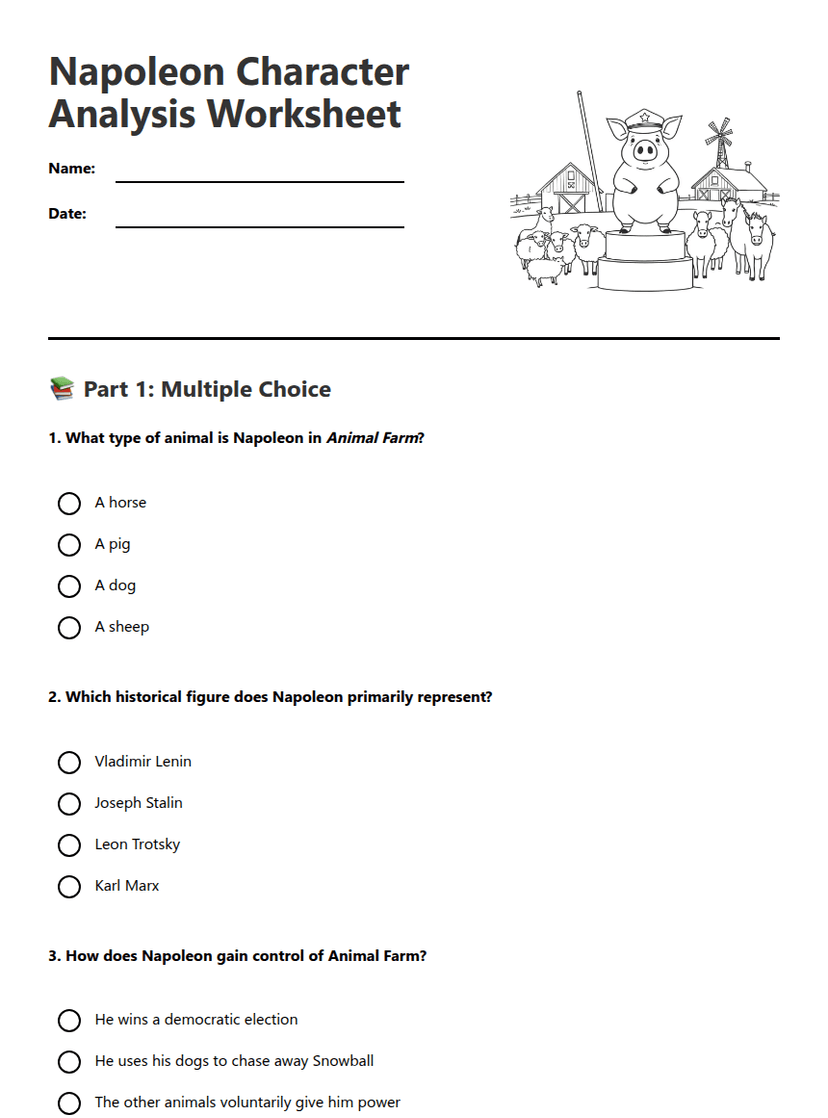 Napoleon Character Analysis Worksheet
