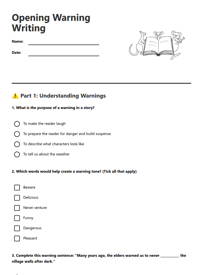 Opening Warning Writing