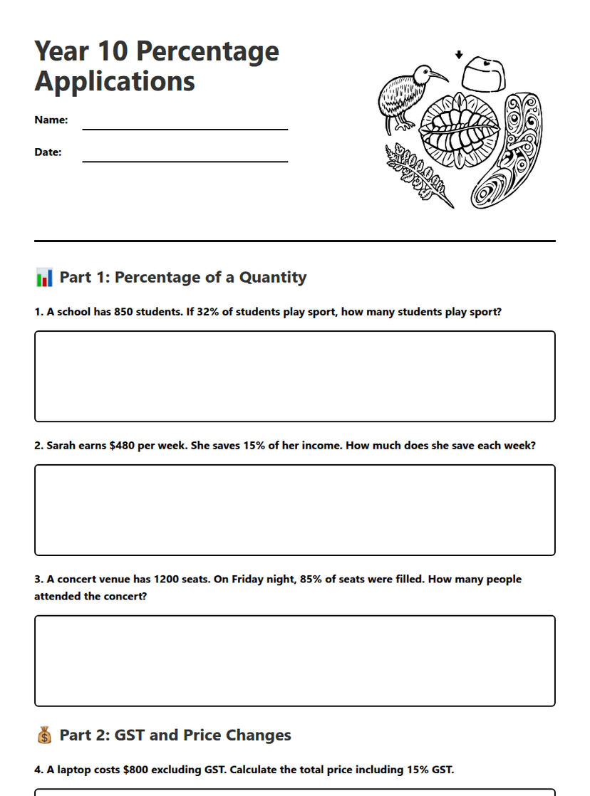 Year 10 Percentage Applications