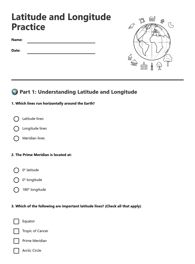 Latitude and Longitude Practice