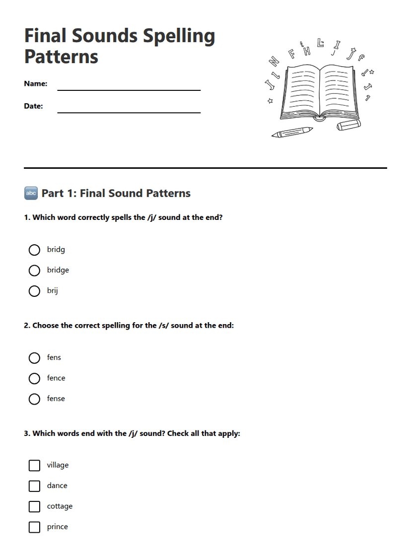 Final Sounds Spelling Patterns