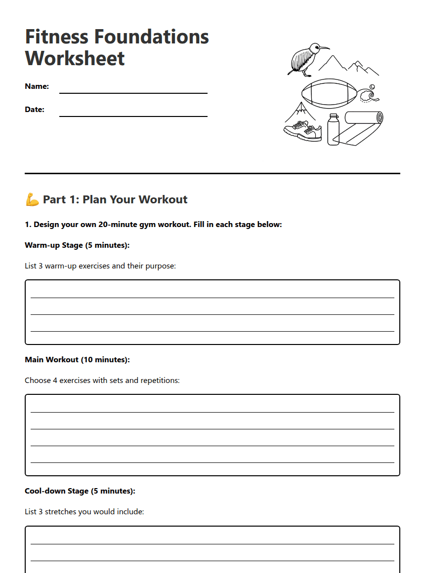 Fitness Foundations Worksheet worksheet preview