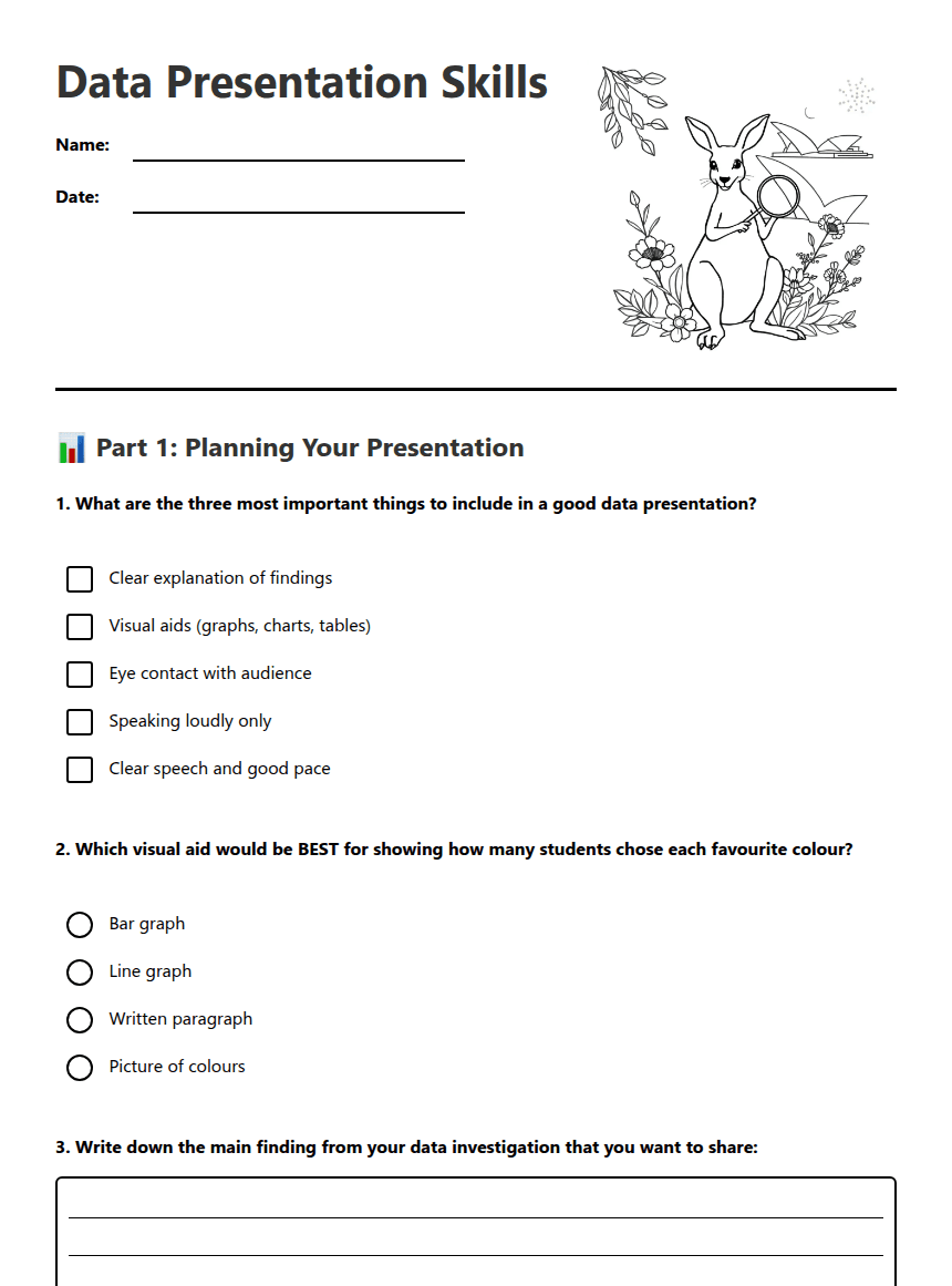 Data Presentation Skills worksheet preview