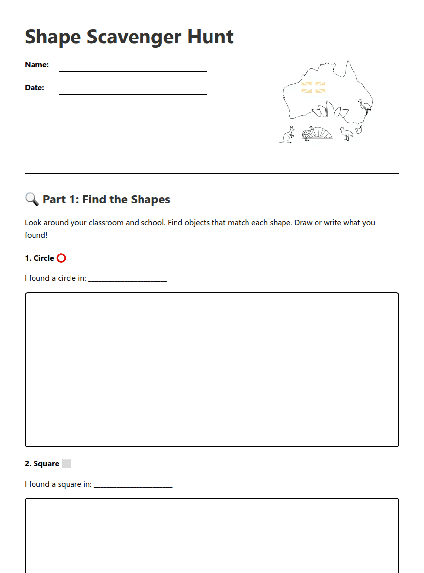 Shape Scavenger Hunt worksheet preview