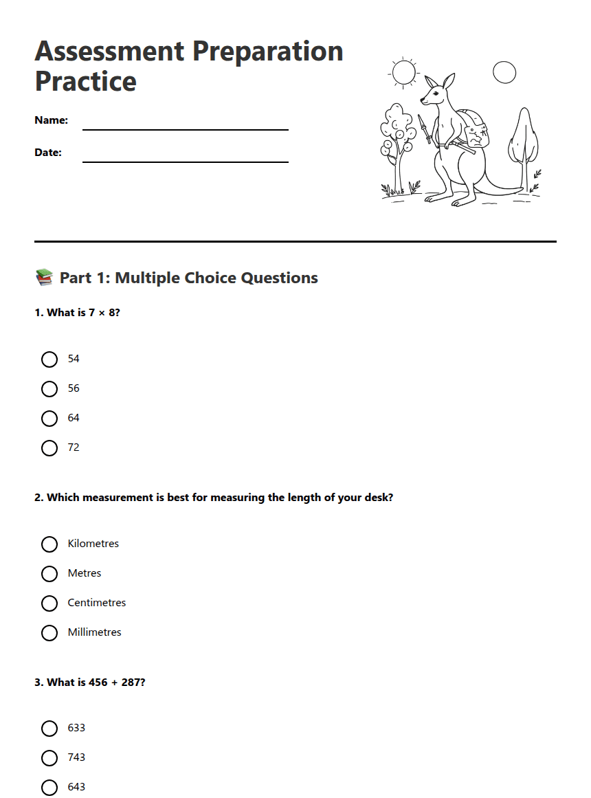Assessment Preparation Practice worksheet preview