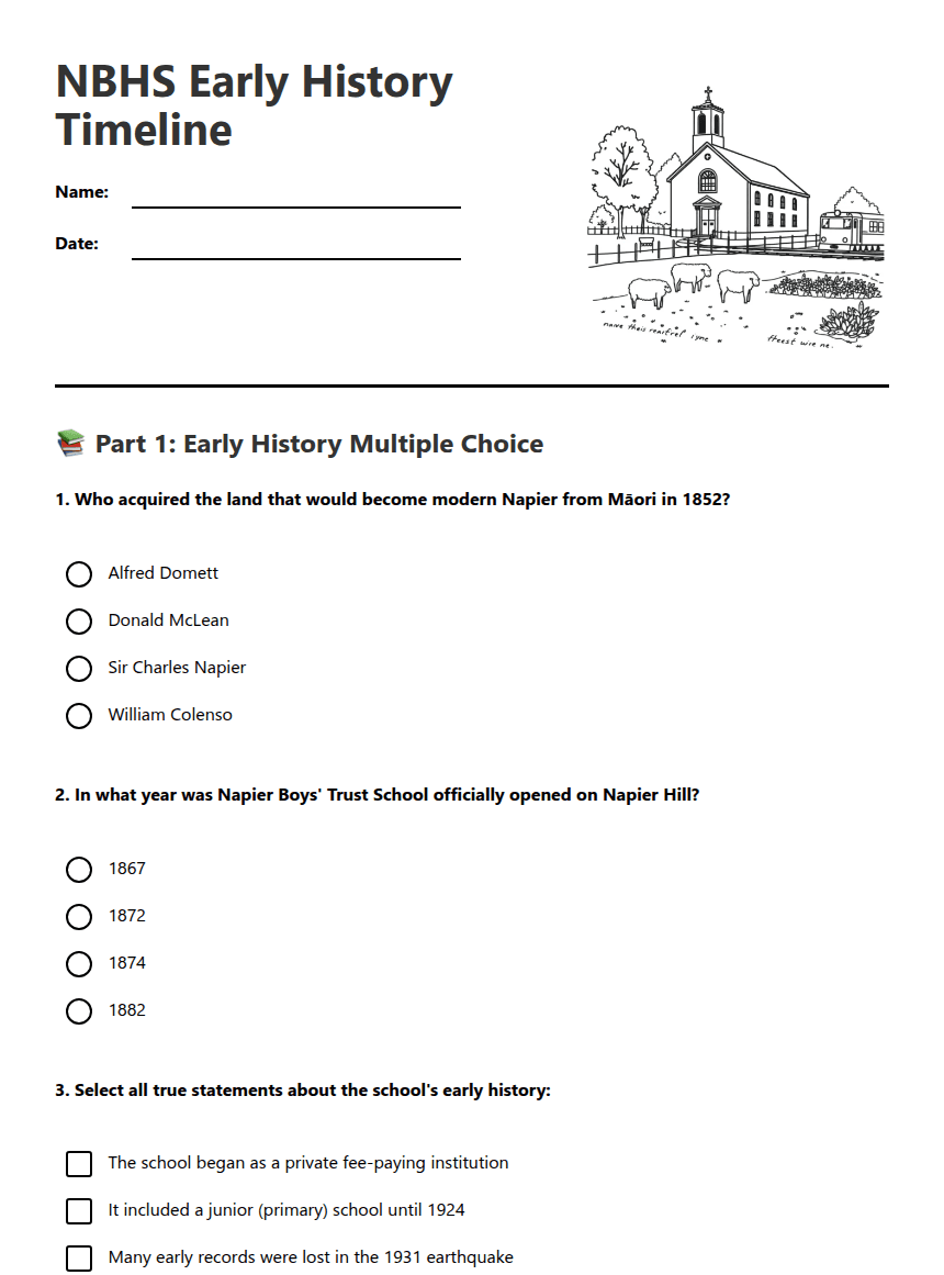 NBHS Early History Timeline worksheet preview
