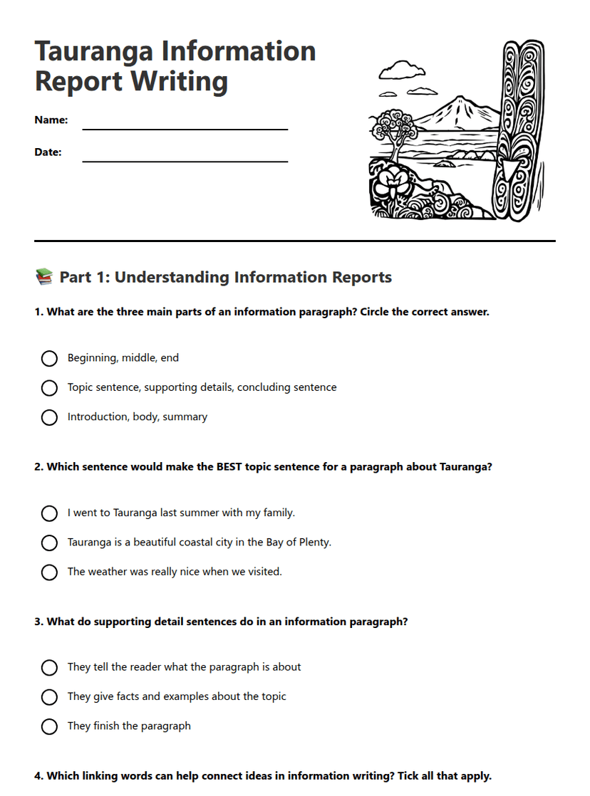 Tauranga Information Report Writing