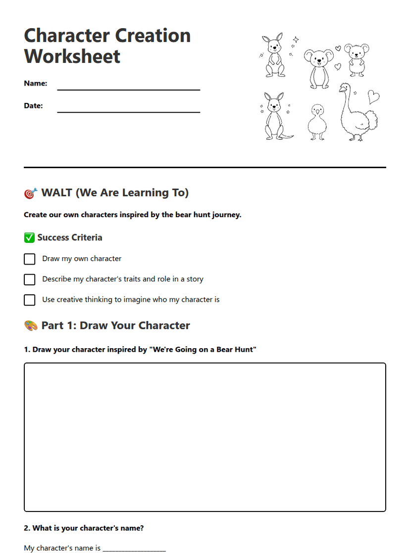 Character Creation Worksheet