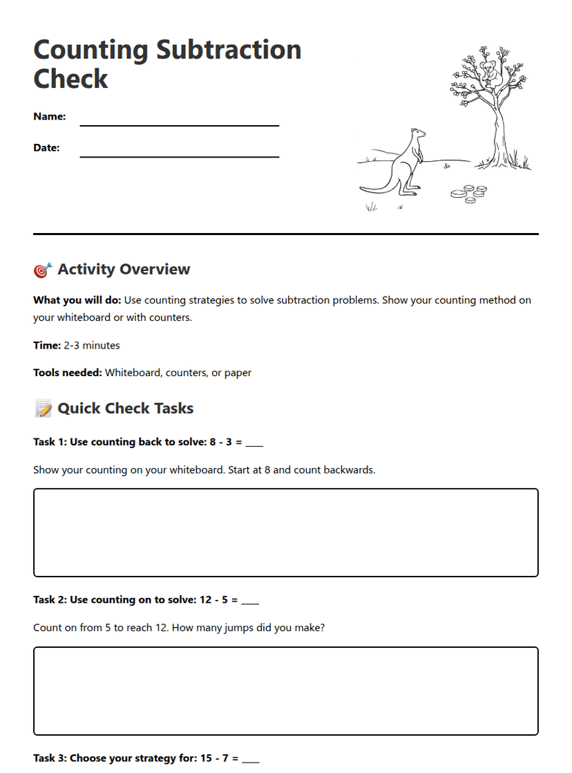 Counting Subtraction Check