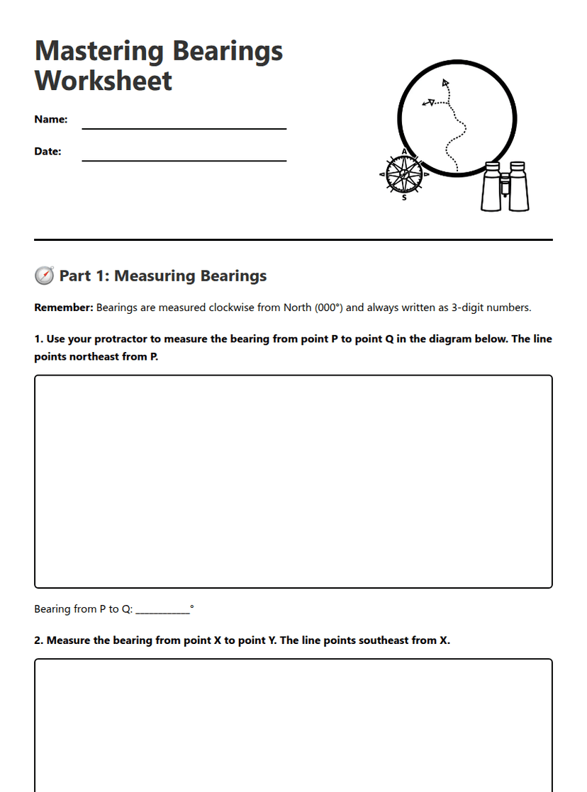 Mastering Bearings Worksheet