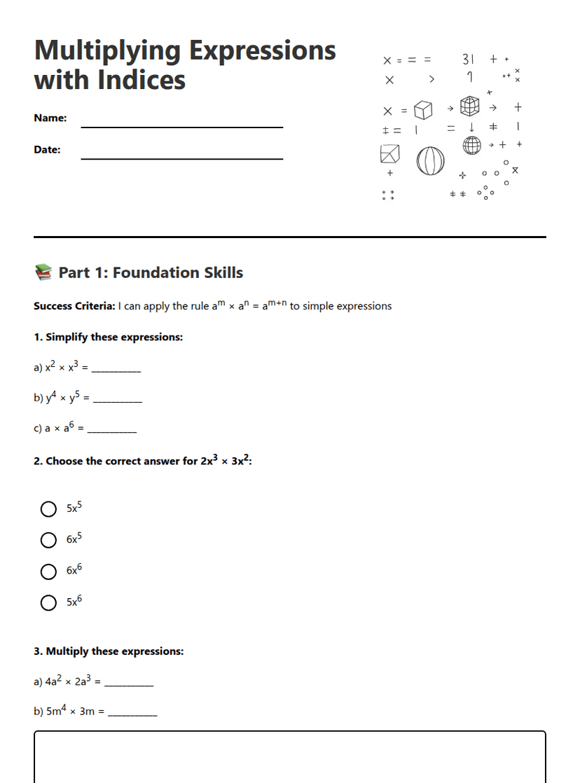 Multiplying Expressions with Indices