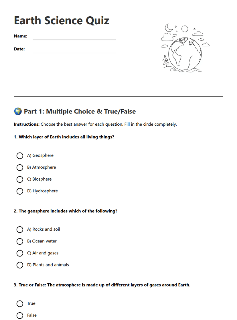Earth Science Quiz