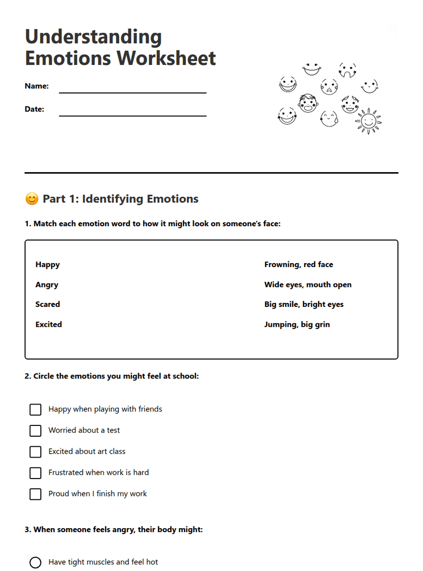 Understanding Emotions Worksheet