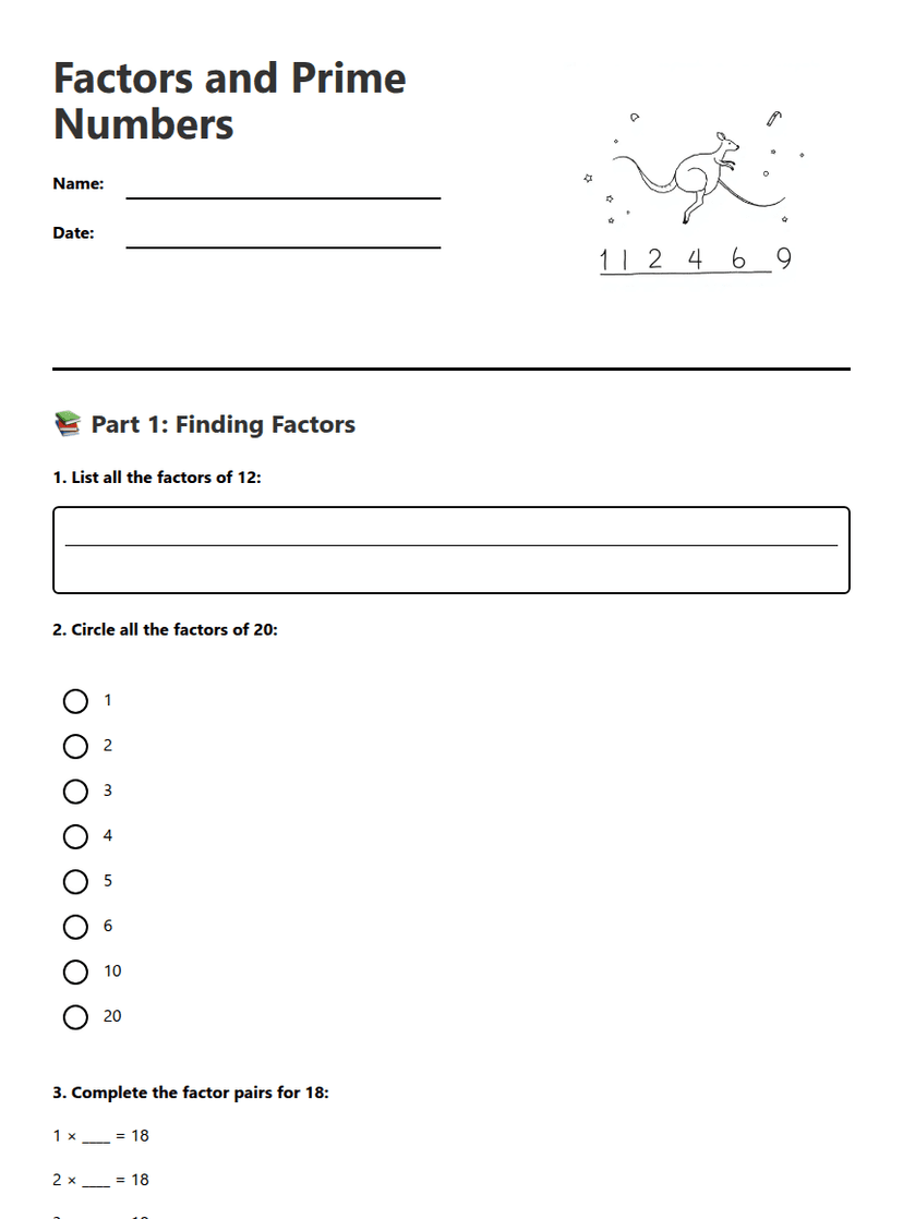 Factors and Prime Numbers