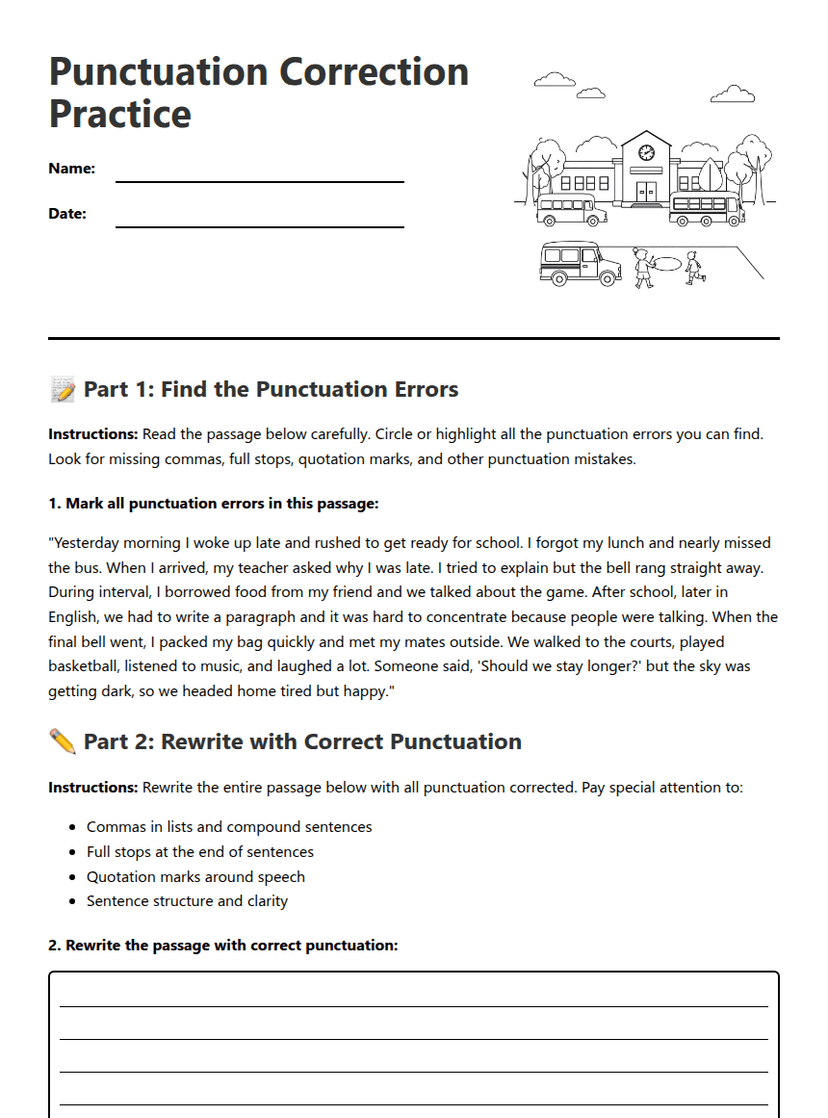 Punctuation Correction Practice