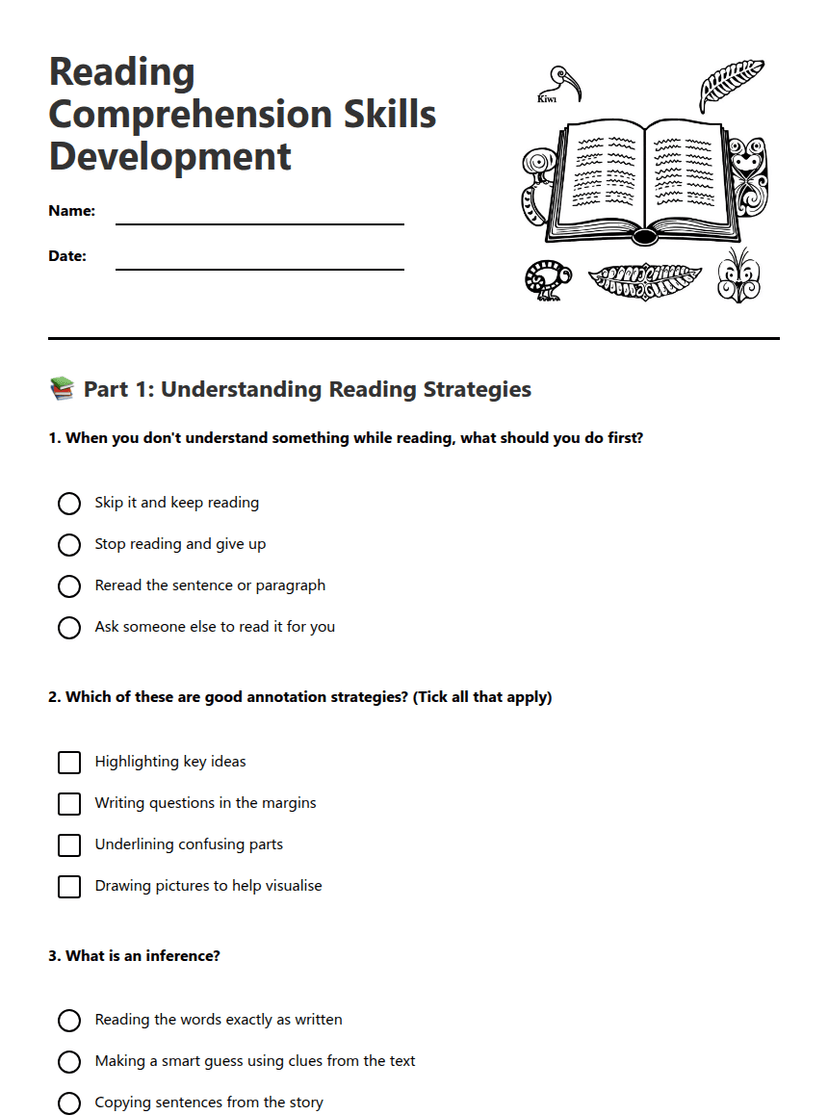 Reading Comprehension Skills Development