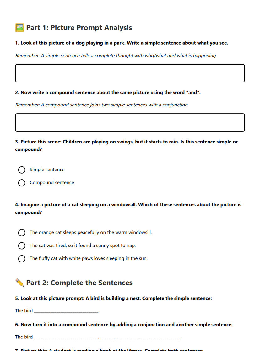 Picture Prompt Worksheet