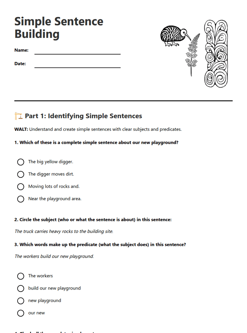 Simple Sentence Building