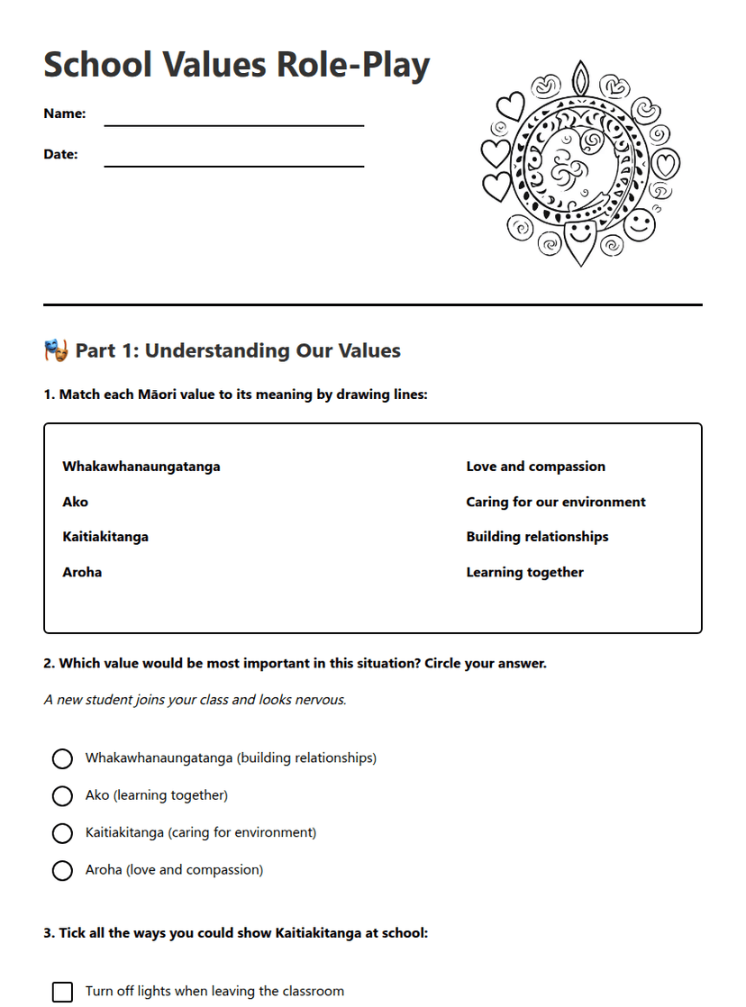 School Values Role-Play