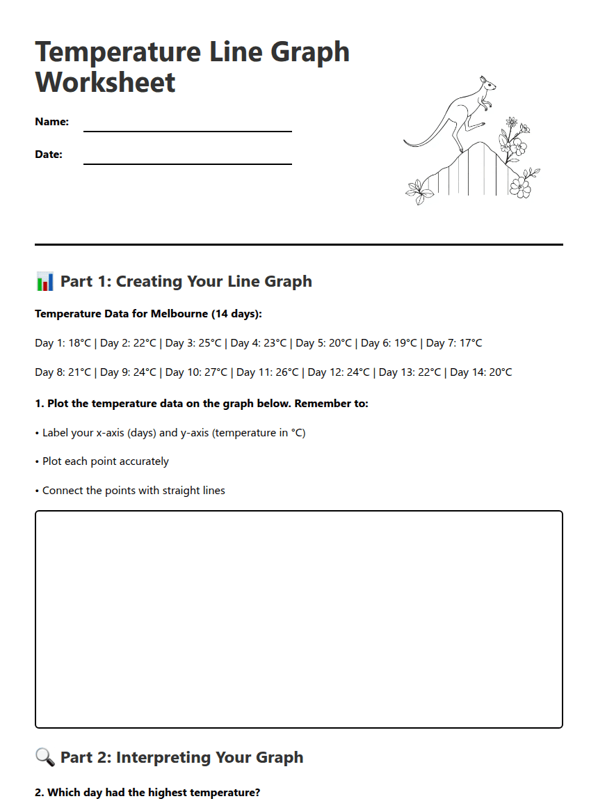 Temperature Line Graph Worksheet worksheet preview